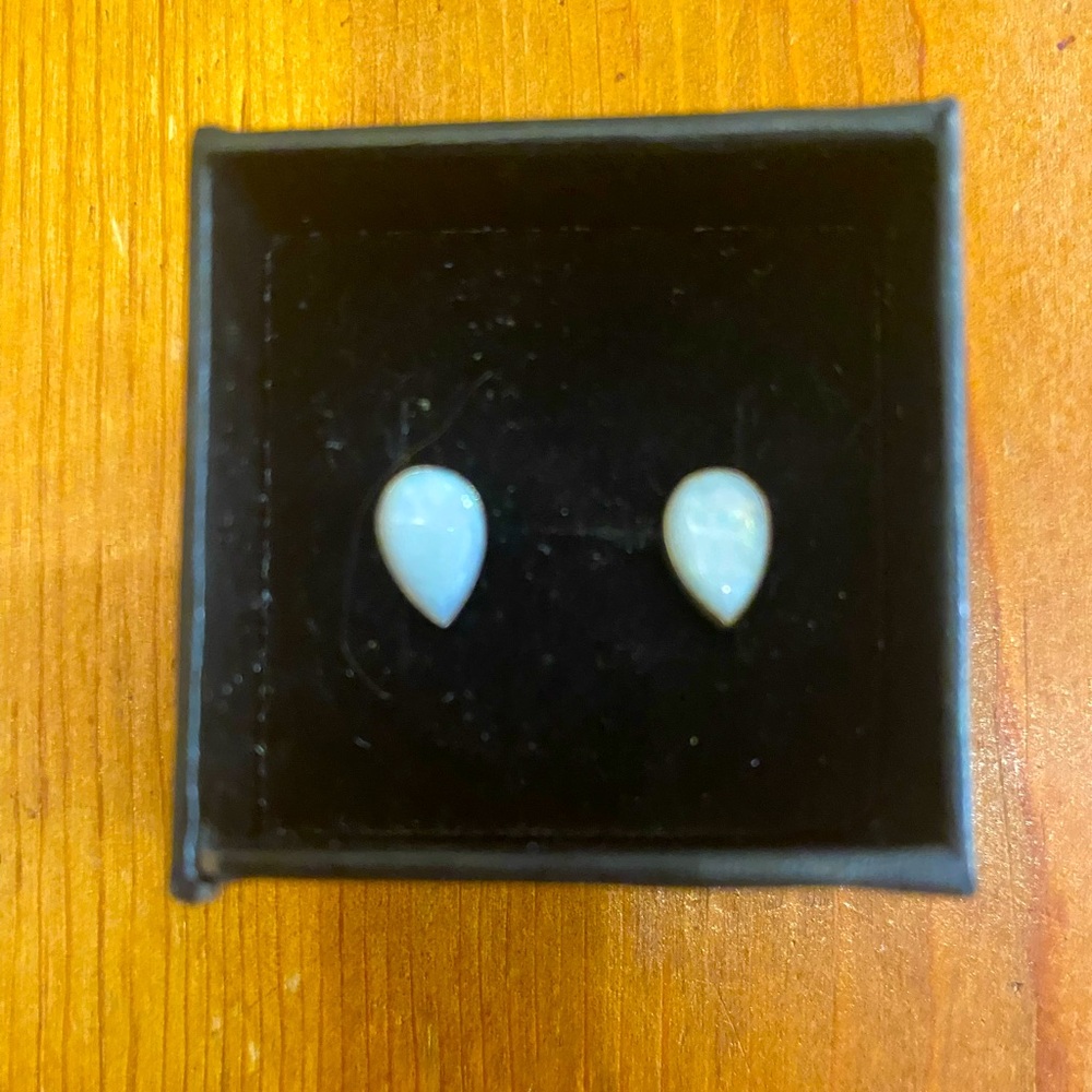 Genuine Opal Teardrop Earrings in Sterling Silver